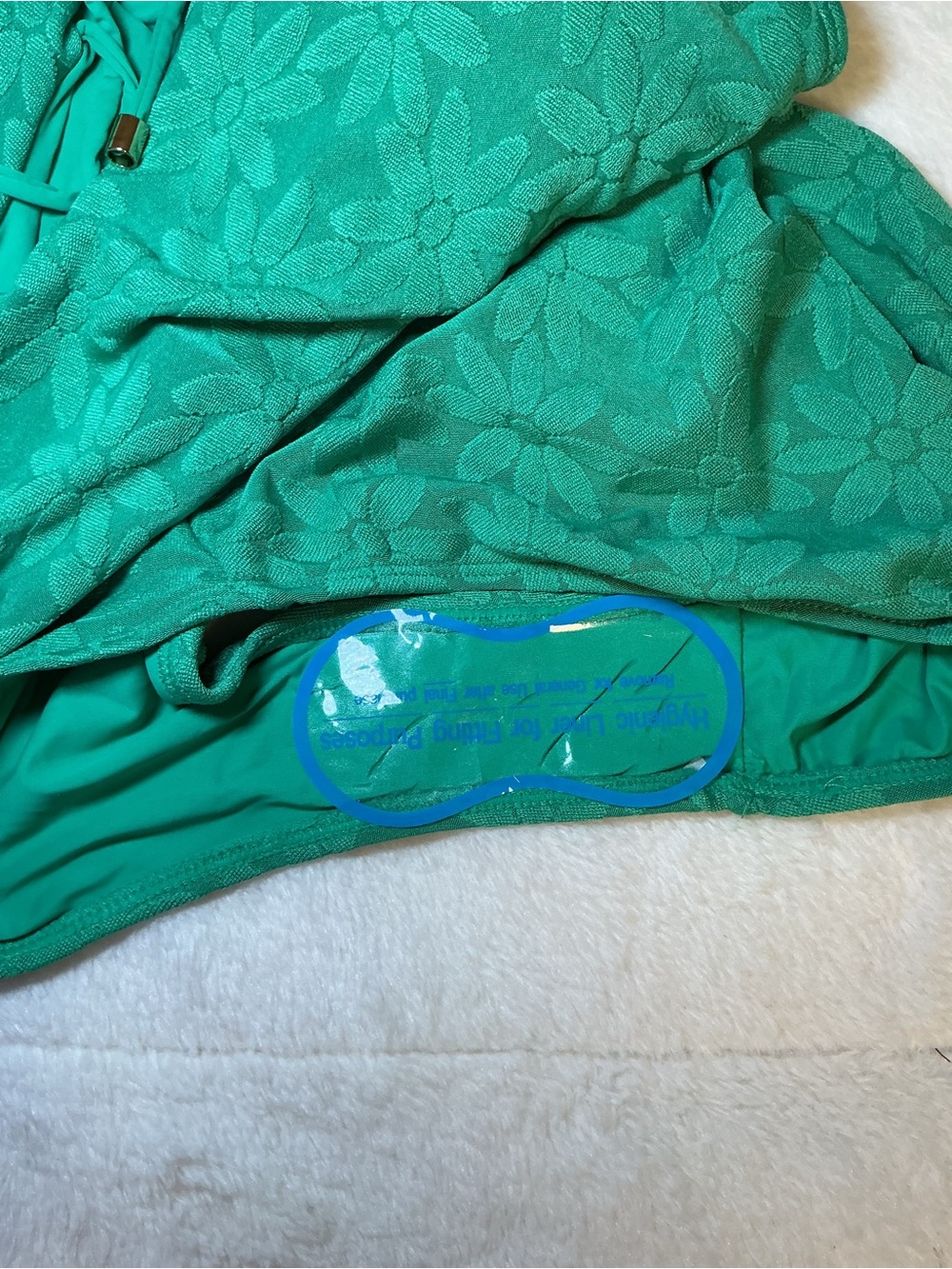 Green Floral Lace Tie-Front one piece bathing suit with skirt - Picture 8 of 11
